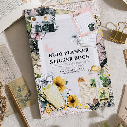 Retro Diary Sticker Book featuring retro, and book designs for journaling, scrapbooking and collage