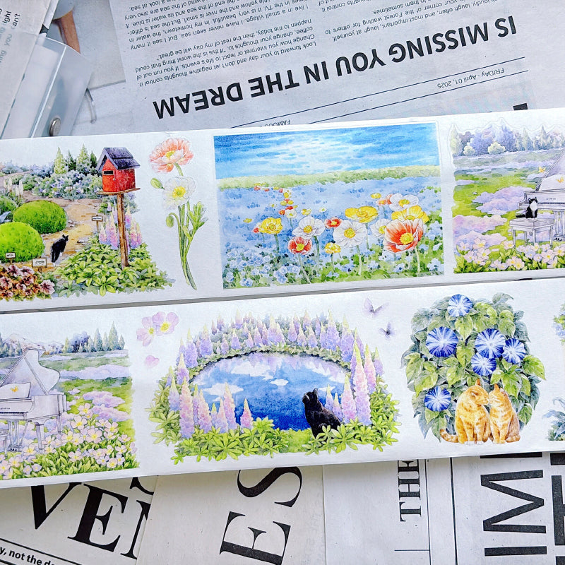 6.5cm*100cm Peaceful Courtyard Die Cutting Washi/PET Tape for journaling, scrapbooking and collage