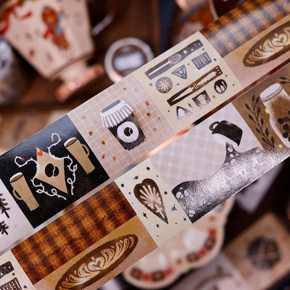 4cm*100cm Coffee Color Language Washi Tape featuring color designs for journaling, scrapbooking and collage