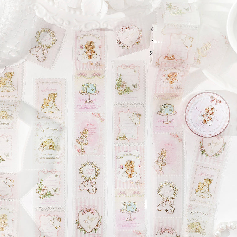 Fairy Tale Town Series Die Cutting Gold Stamping Sulfuric Acid Paper Tape featuring fairy, tale, and old designs for journaling, scrapbooking and collage