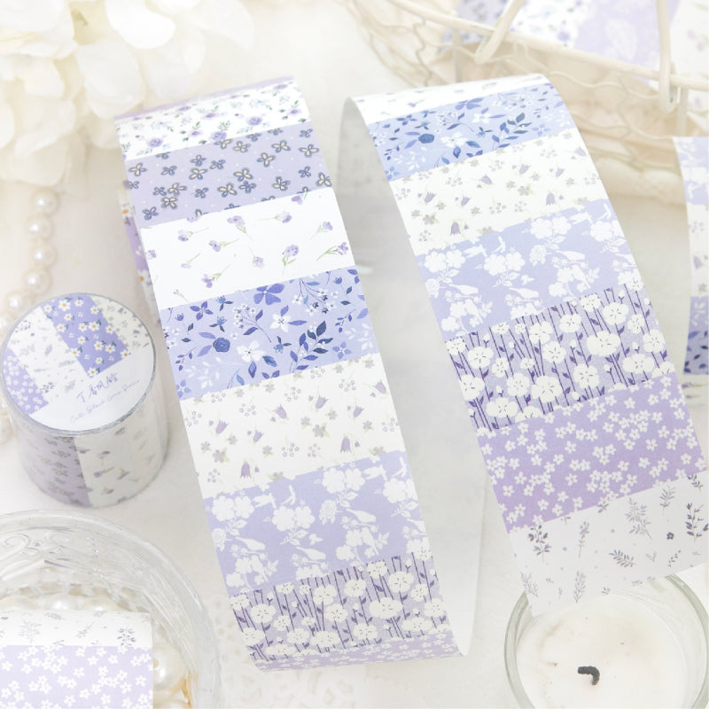 Flower letter series Die Cutting White Kraft Paper Tape featuring white, flower, and letter designs for journaling, scrapbooking and collage