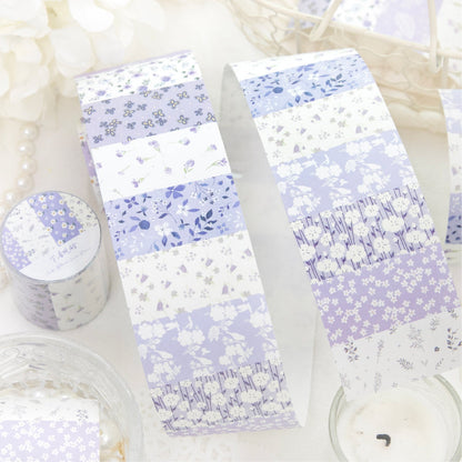 Flower letter series Die Cutting White Kraft Paper Tape featuring white, flower, and letter designs for journaling, scrapbooking and collage