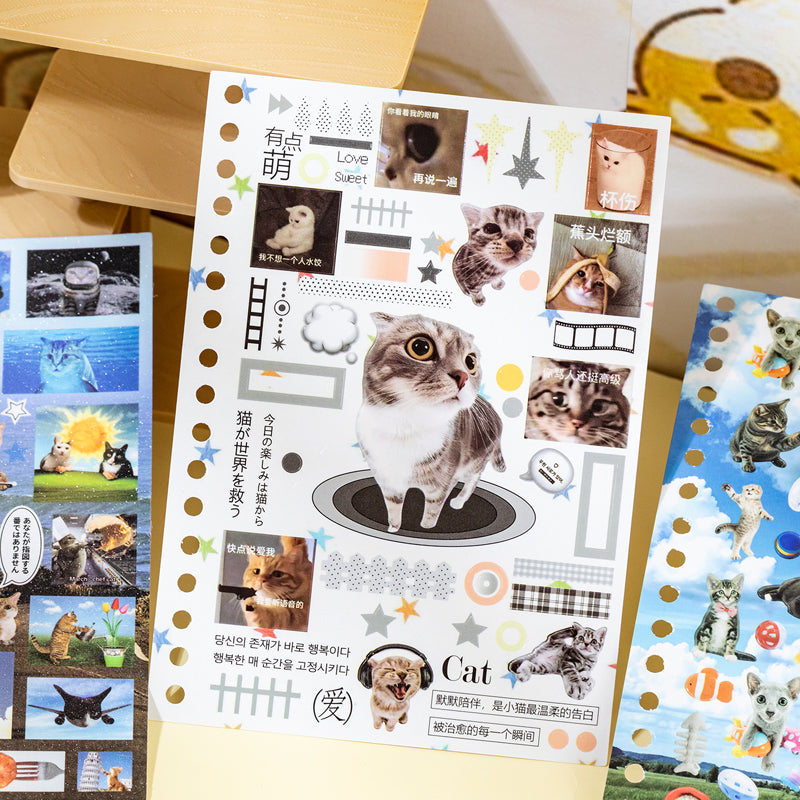 Meow Words Series Sticker Book featuring book designs for journaling, scrapbooking and collage