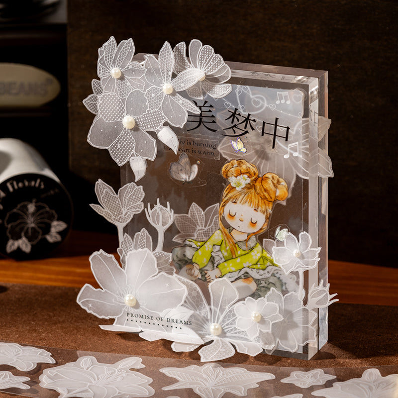 Glass Flower Series Sulfuric Acid Paper Tape featuring flower, and glass designs for journaling, scrapbooking and collage