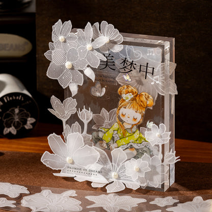 Glass Flower Series Sulfuric Acid Paper Tape featuring flower, and glass designs for journaling, scrapbooking and collage