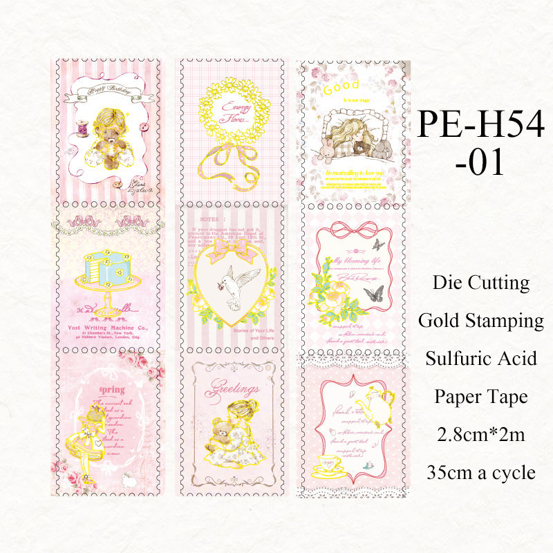 Fairy Tale Town Series Die Cutting Gold Stamping Sulfuric Acid Paper Tape