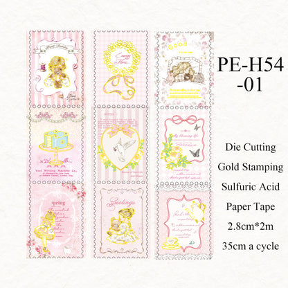 Fairy Tale Town Series Die Cutting Gold Stamping Sulfuric Acid Paper Tape