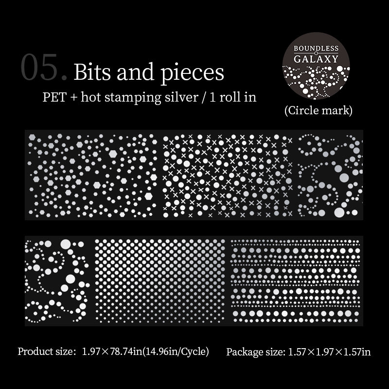 Boundless Galaxy Series Silver Stamping PET Tape