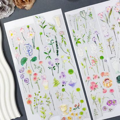 7cm*100cm Flower Field Die Cutting Washi/Shell Light PET Tape