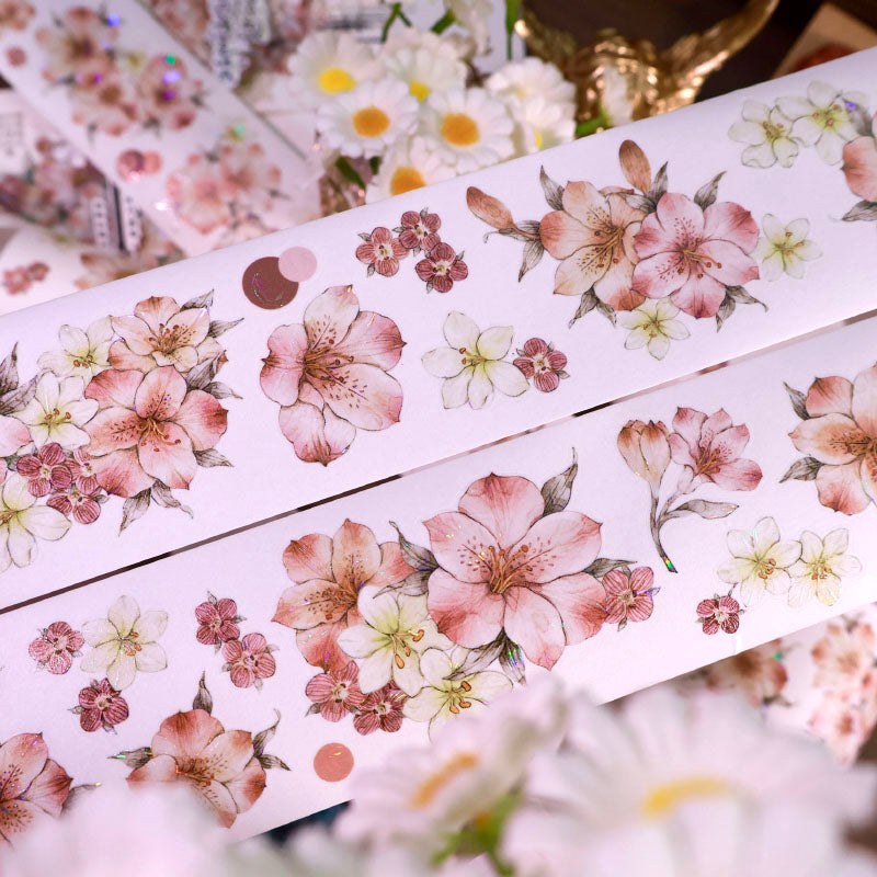 Pink Mist Flower Die-Cutting Washi Tape - Sample 100cm