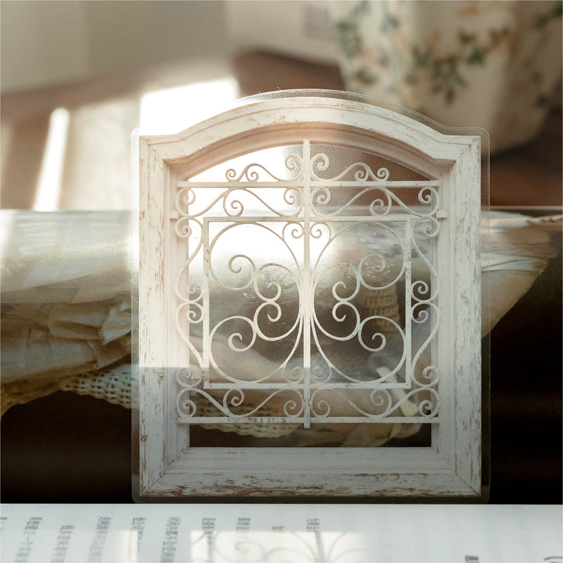 Ironwork Stained Window Series Sticker featuring wind designs for journaling, scrapbooking and collage