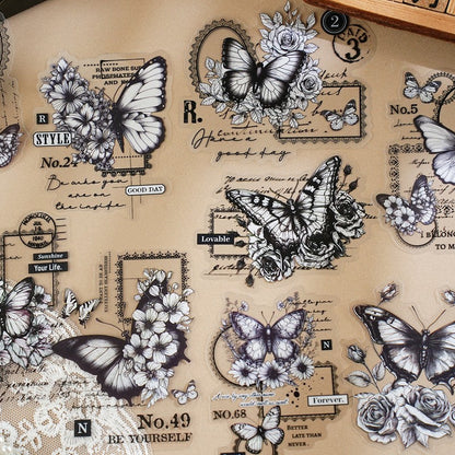 Ink-Washed Floral PET Sticker Pack