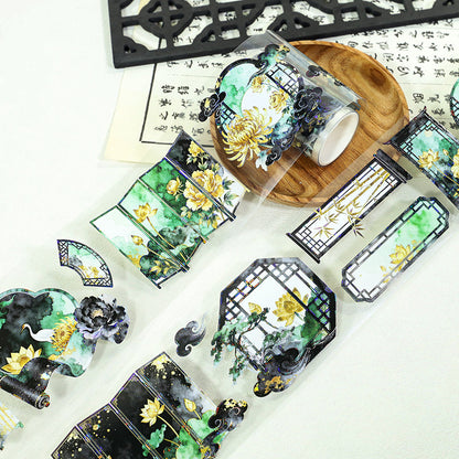 Yunqi Cuiping Shell Light PET Tape featuring light designs for journaling, scrapbooking and collage