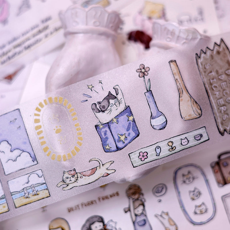 Whole Roll 5.5cm*6m Friend Diary Die Cutting Washi/PET/Fog PET Tape for journaling, scrapbooking and collage