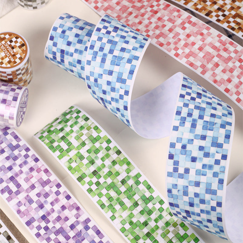 Watercolor Mosaic Series Washi Tape featuring color designs for journaling, scrapbooking and collage