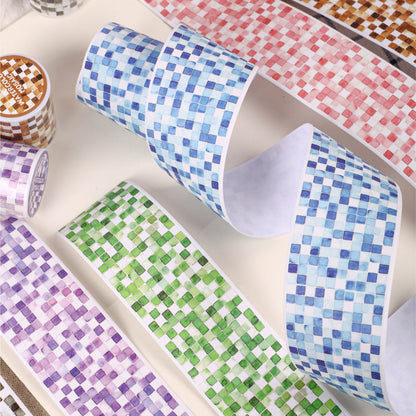Watercolor Mosaic Series Washi Tape featuring color designs for journaling, scrapbooking and collage