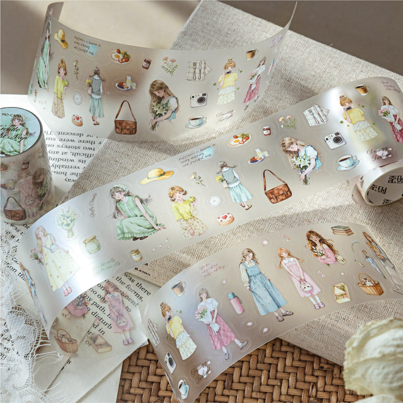 Green Vision Collection Series Die Cutting Fog PET Tape featuring green designs for journaling, scrapbooking and collage