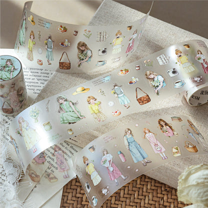 Green Vision Collection Series Die Cutting Fog PET Tape featuring green designs for journaling, scrapbooking and collage