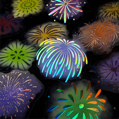 Starlit Night Fireworks Series Sticker featuring star designs for journaling, scrapbooking and collage