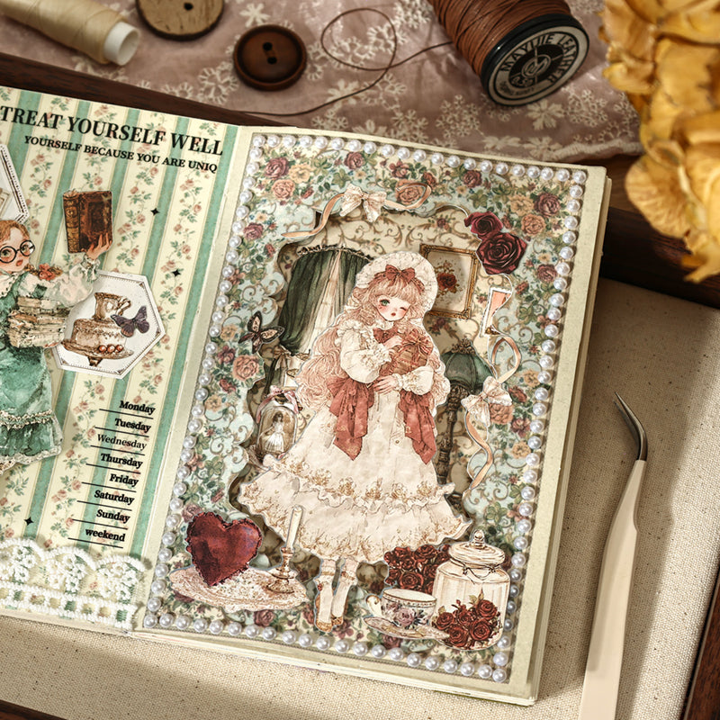Retro Fashion Magazine Series Sticker Book featuring retro, and book designs for journaling, scrapbooking and collage