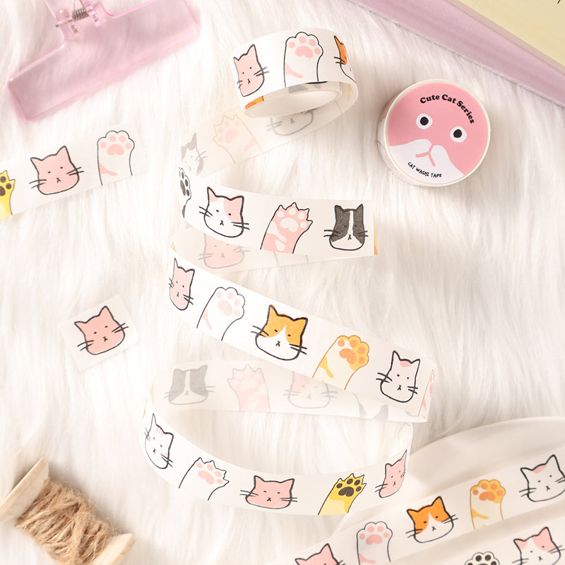 Cute Cat Series Washi Tape featuring cat designs for journaling, scrapbooking and collage