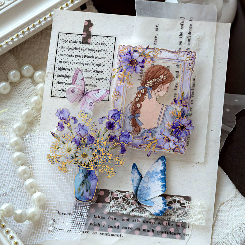 Oil Painting Floral Sentiment Series Sticker featuring floral designs for journaling, scrapbooking and collage