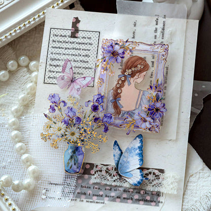Oil Painting Floral Sentiment Series Sticker featuring floral designs for journaling, scrapbooking and collage