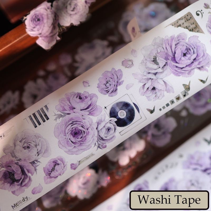 6cm*100cm Purple Melody Echoes Die Cutting Washi/PET/Shell Light PET Tape