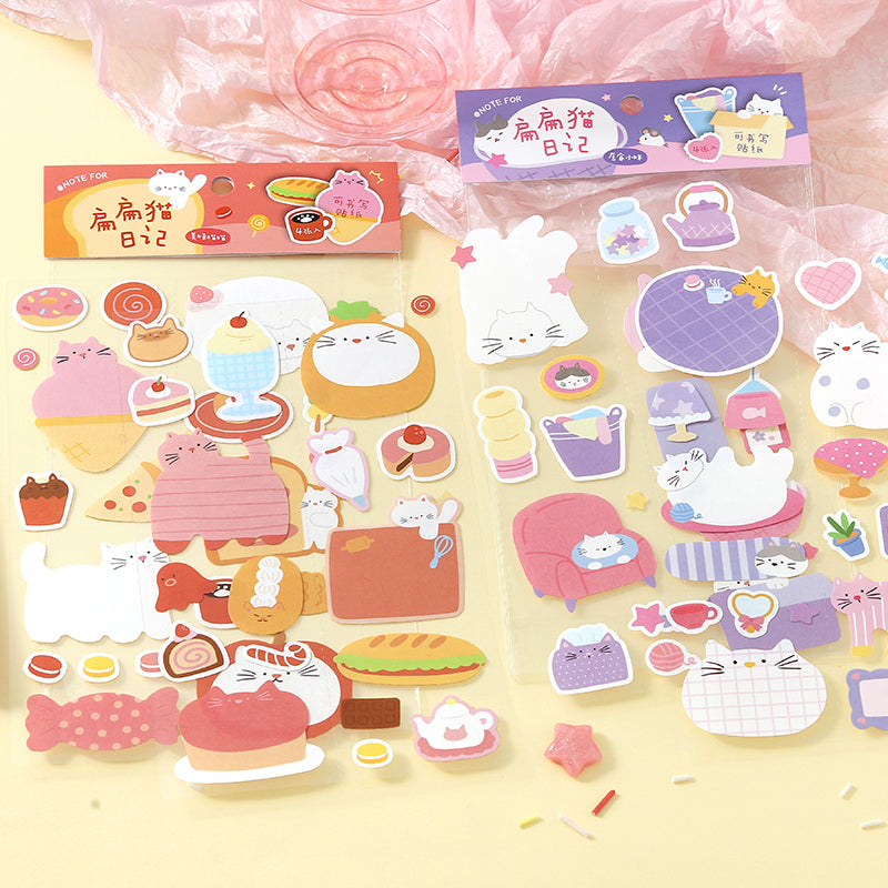 Flat Cat Diary Series Sticker featuring cat designs for journaling, scrapbooking and collage