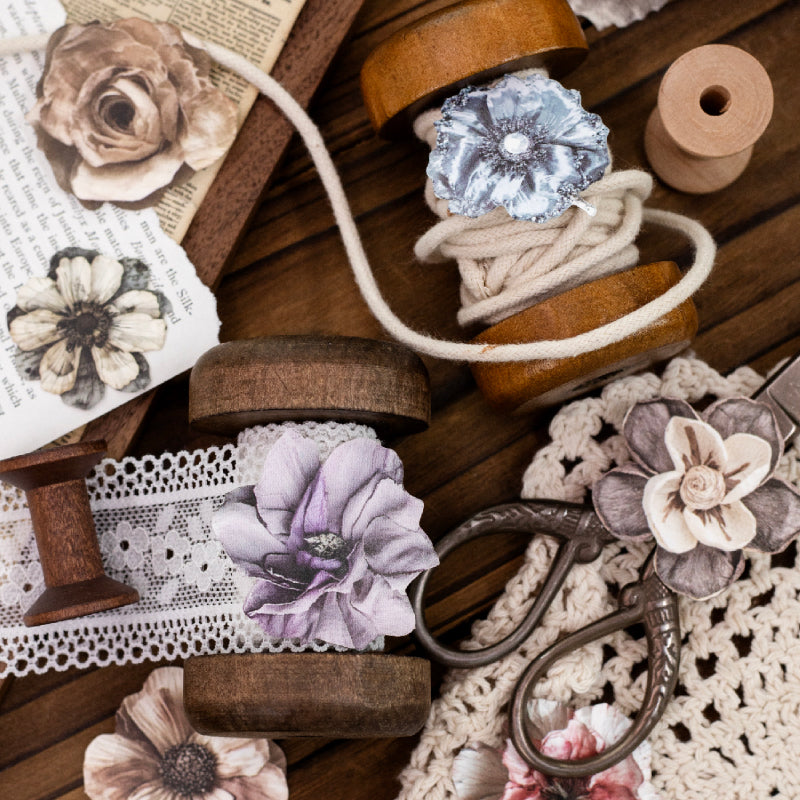 Flower Cutting Old Treasures Series Sticker featuring old, and flower designs for journaling, scrapbooking and collage