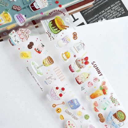 5cm*100cm Sweet Afternoon Die Cutting Washi/PET/Fog PET Tape featuring sweet designs for journaling, scrapbooking and collage