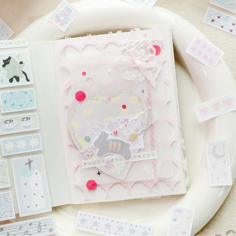 Collection of Stars Series Die Cutting Synthetic Paper Tape featuring star designs for journaling, scrapbooking and collage