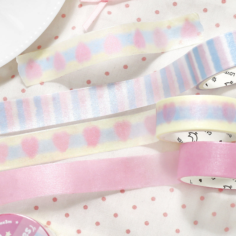 Soft Candy Diary Series Pearly Lustre Washi Tape Set featuring pearl designs for journaling, scrapbooking and collage