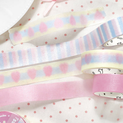 Soft Candy Diary Series Pearly Lustre Washi Tape Set featuring pearl designs for journaling, scrapbooking and collage