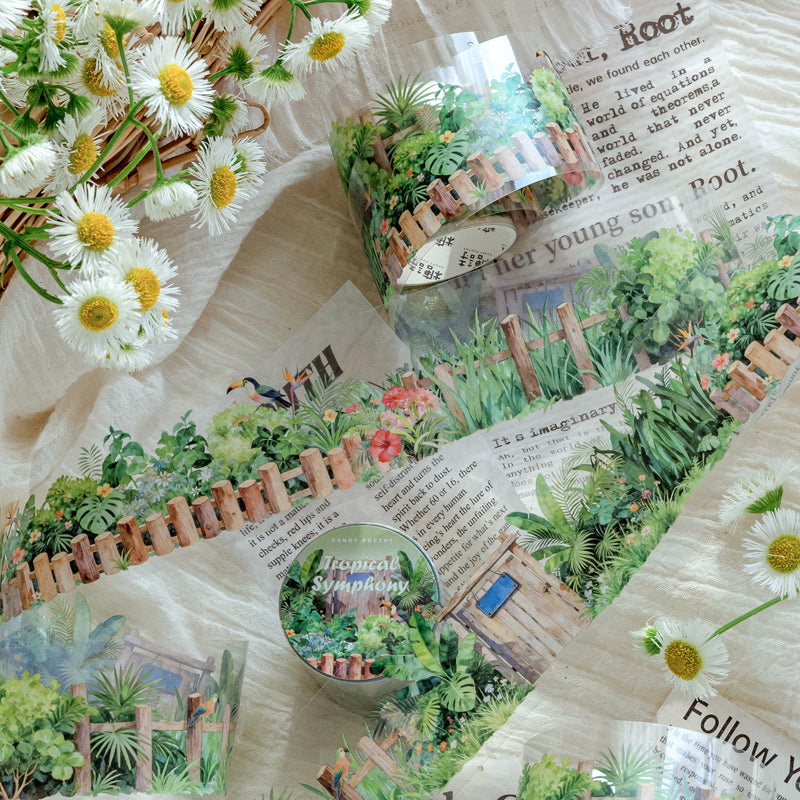 Flower Field Series PET Tape featuring flower designs for journaling, scrapbooking and collage
