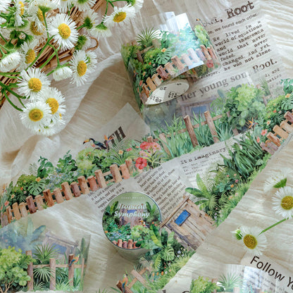 Flower Field Series PET Tape featuring flower designs for journaling, scrapbooking and collage