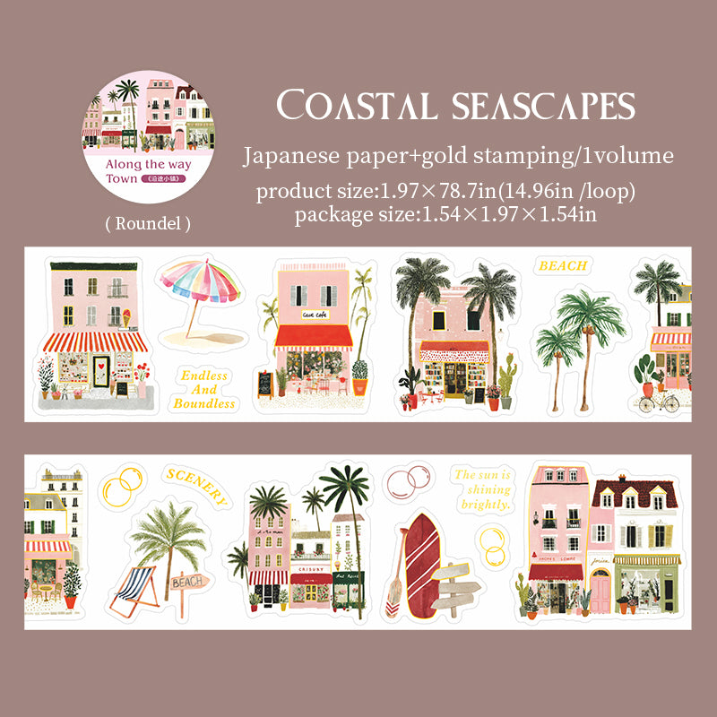 Towns Along The Way Series Die Cutting Gold Stamping Washi Tape