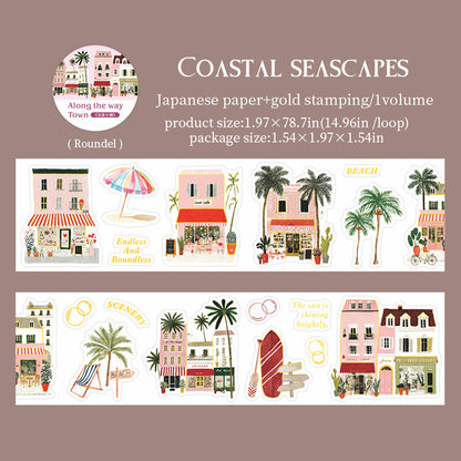 Towns Along The Way Series Die Cutting Gold Stamping Washi Tape