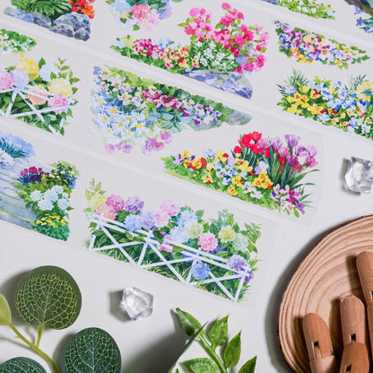Whole Roll 5cm*5m Roadside Flower PET Tape featuring flower designs for journaling, scrapbooking and collage