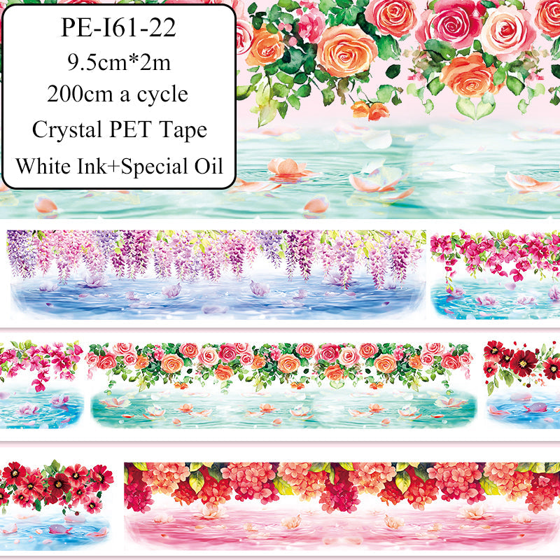 Summer Flower Sea Crystal PET Tape featuring summer, flower, and sea designs for journaling, scrapbooking and collage