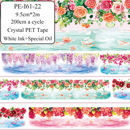 Summer Flower Sea Crystal PET Tape featuring summer, flower, and sea designs for journaling, scrapbooking and collage