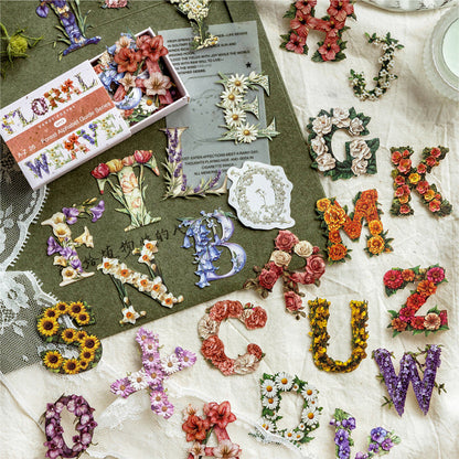 Forest Alphabet Guide Series Sticker featuring forest designs for journaling, scrapbooking and collage