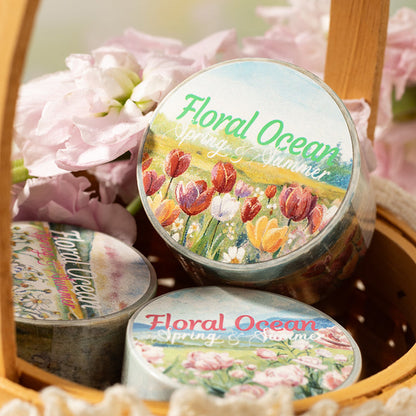 Sea of flowers series Washi Tape featuring flower, and sea designs for journaling, scrapbooking and collage