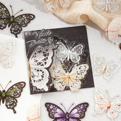 Fabric Butterfly Chronicles Series Sticker featuring butterfly designs for journaling, scrapbooking and collage