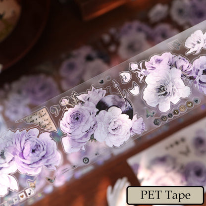 6cm*100cm Purple Melody Echoes Die Cutting Washi/PET/Shell Light PET Tape