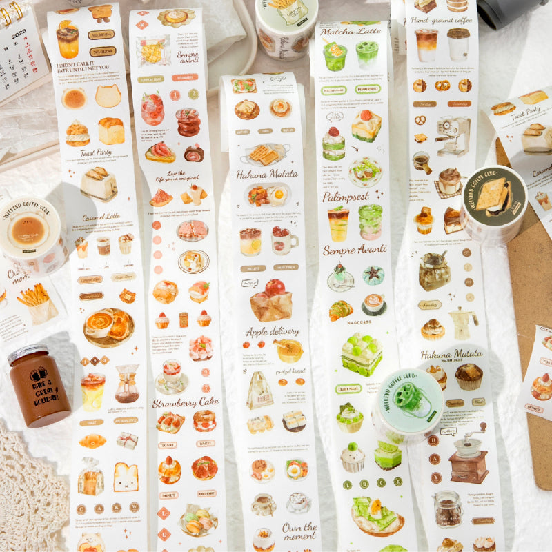 Weekend Coffee Club Series Die Cutting Washi Tape for journaling, scrapbooking and collage