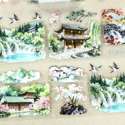 Landscapes Come To Life Shell Light PET Tape featuring light designs for journaling, scrapbooking and collage