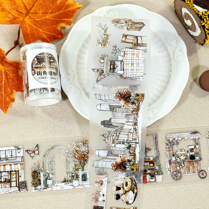 Warm Coffee Corner Die Cutting Fog PET Tape for journaling, scrapbooking and collage