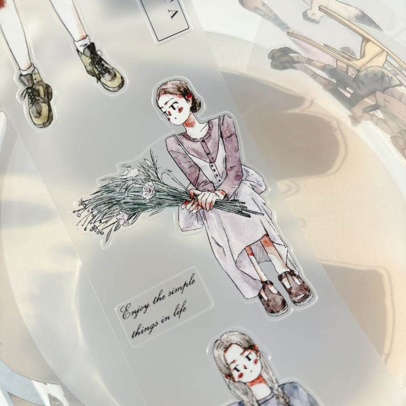 5.5cm*333cm Slow paced narrative Die Cutting Washi/PET/Fog PET Tape for journaling, scrapbooking and collage