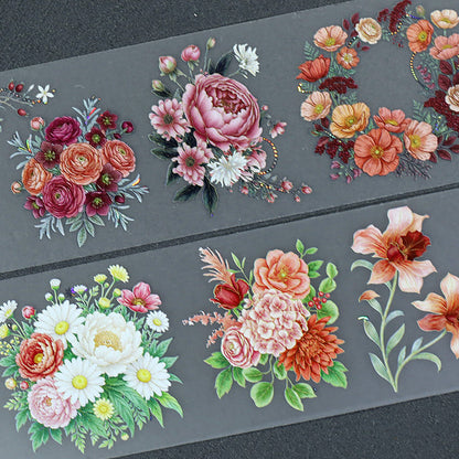 Warm Toned Floral Painting Shell Silver Fog PET Tape